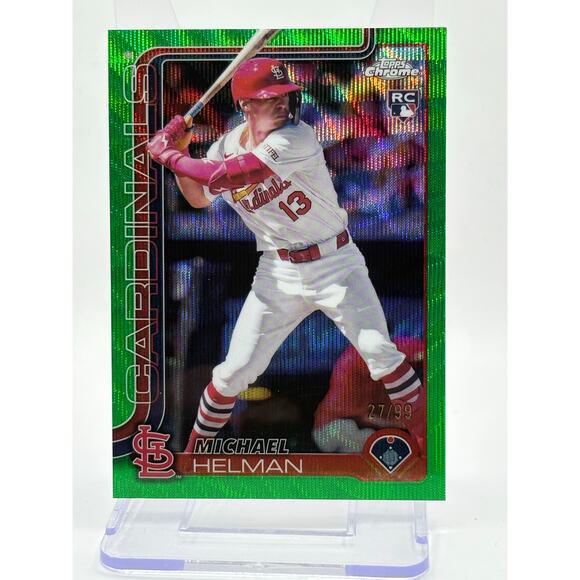 2025 Topps Chrome Michael Helman Rookie Green Wave Refractor 27/99 SP Cardinals - Picture 1 of 2
